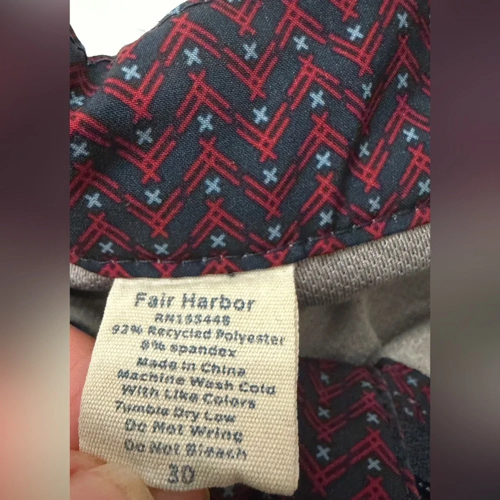 Fair Harbor Liner Red Blue Swim Active Shorts - 30